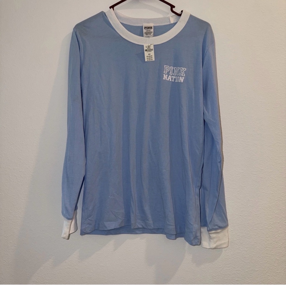 Victoria's Secret Light Blue and White Long Sleeve Shirt